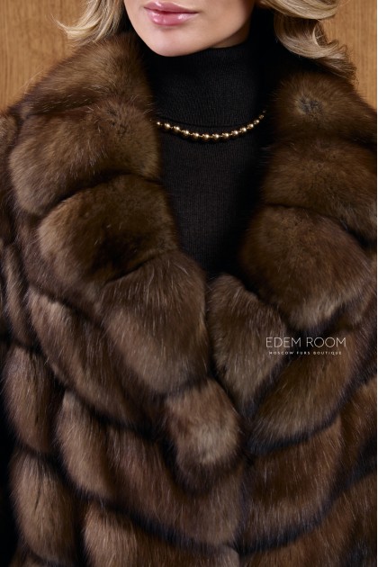 длинная шуба из соболя