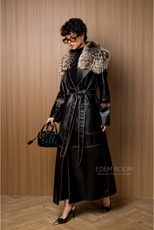 итальянский демисезонный кожаный плащ