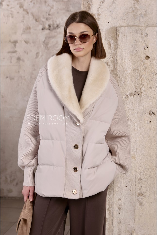 демисезонная куртка с мехом норки