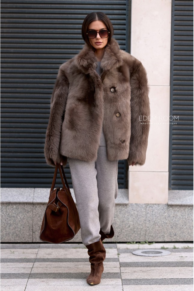 короткая шуба - дублёнка из тосканы