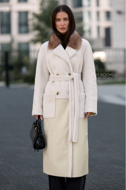 светлая дублёнка без капюшона