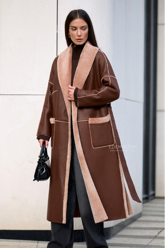 дублёнка женская под пояс