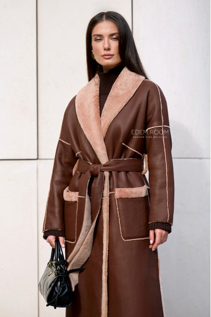 дублёнка женская под пояс