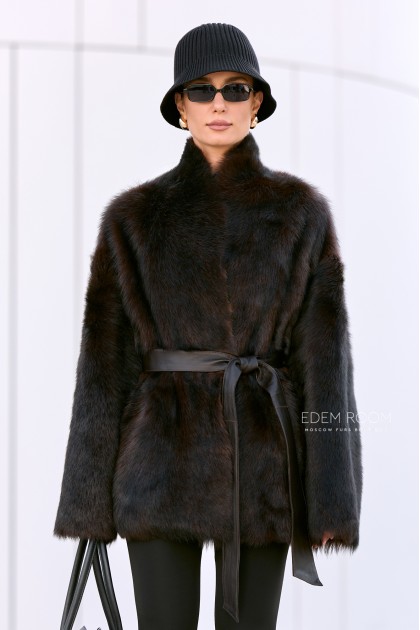 коричневая шубка - дублёнка из тосканы