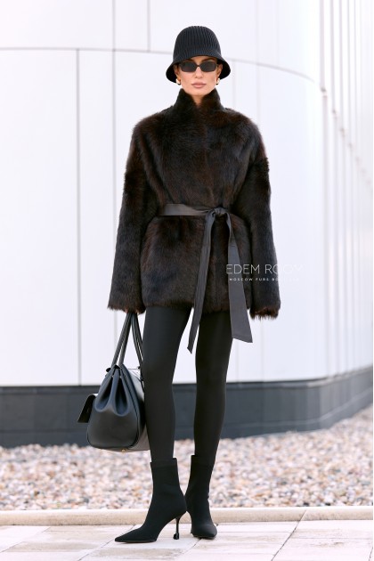 коричневая шубка - дублёнка из тосканы