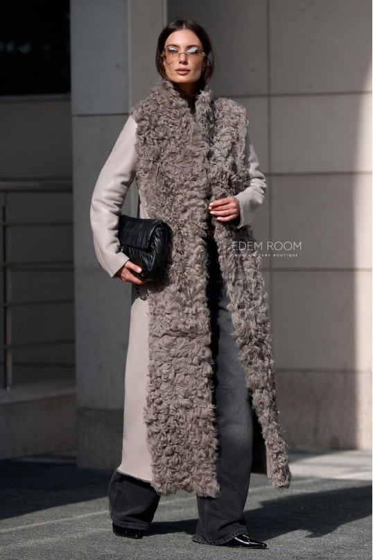 дублёнка с мехом испанского тиграды