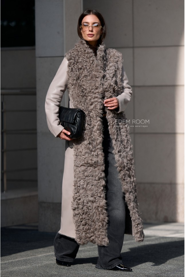 дублёнка с мехом испанского тиграды