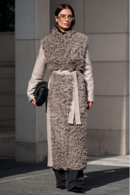 дублёнка с мехом испанского тиграды