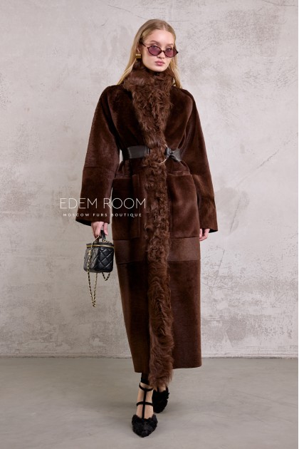 двухсторонняя женская дублёнка с мехом тиградо