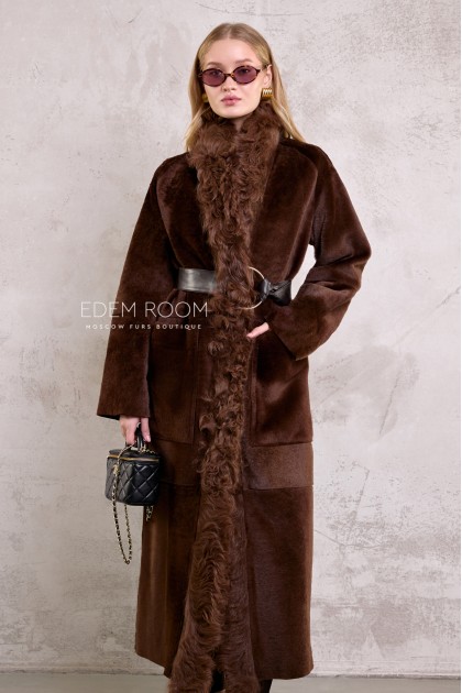 двухсторонняя женская дублёнка с мехом тиградо