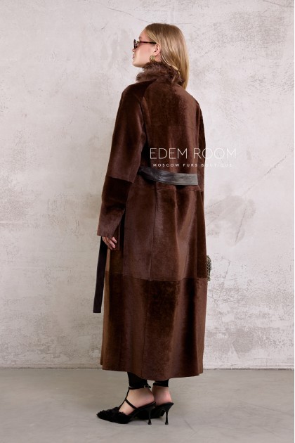 двухсторонняя женская дублёнка с мехом тиградо