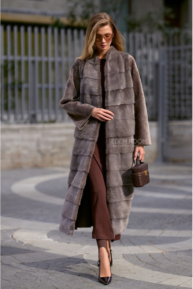 шуба - дубленка из мериноса и норки