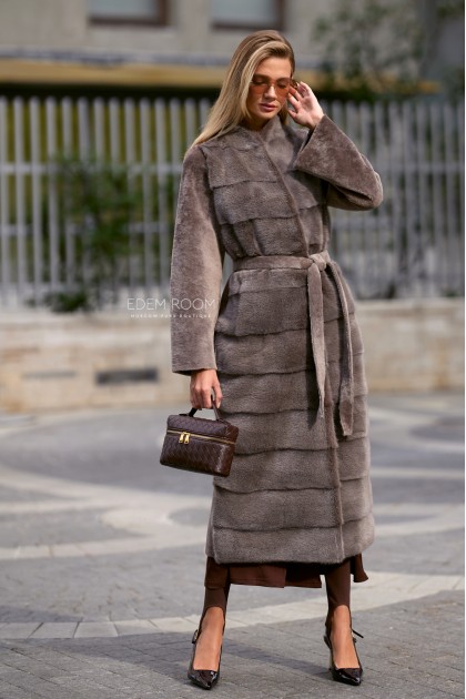 шуба - дубленка из мериноса и норки