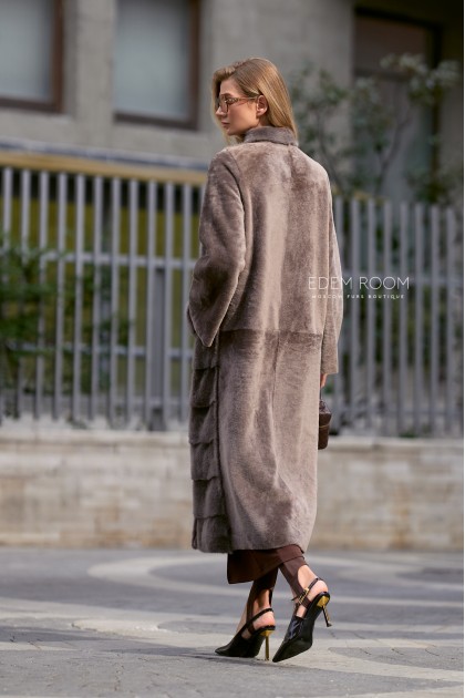 шуба - дубленка из мериноса и норки