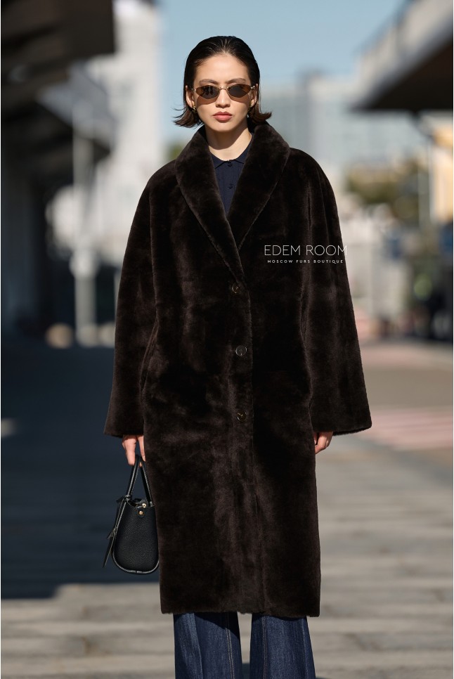 двухсторонняя женская дублёнка без капюшона