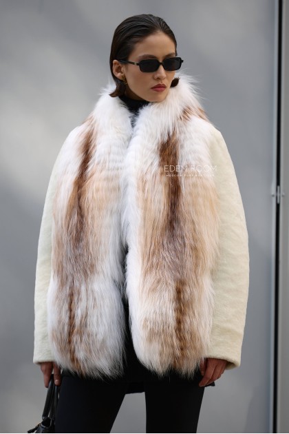 куртка - дублёнка с мехом лисы