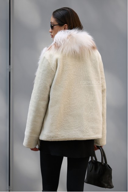 куртка - дублёнка с мехом лисы