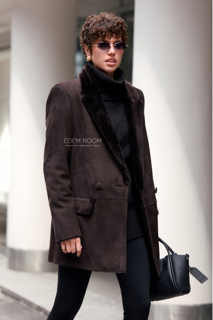 коричневая дублёнка - пиджак