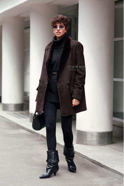 коричневая дублёнка - пиджак