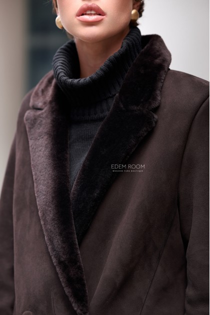 коричневая дублёнка - пиджак