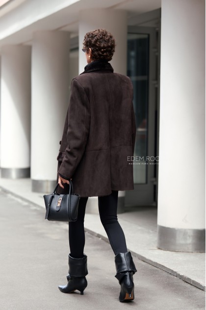 коричневая дублёнка - пиджак