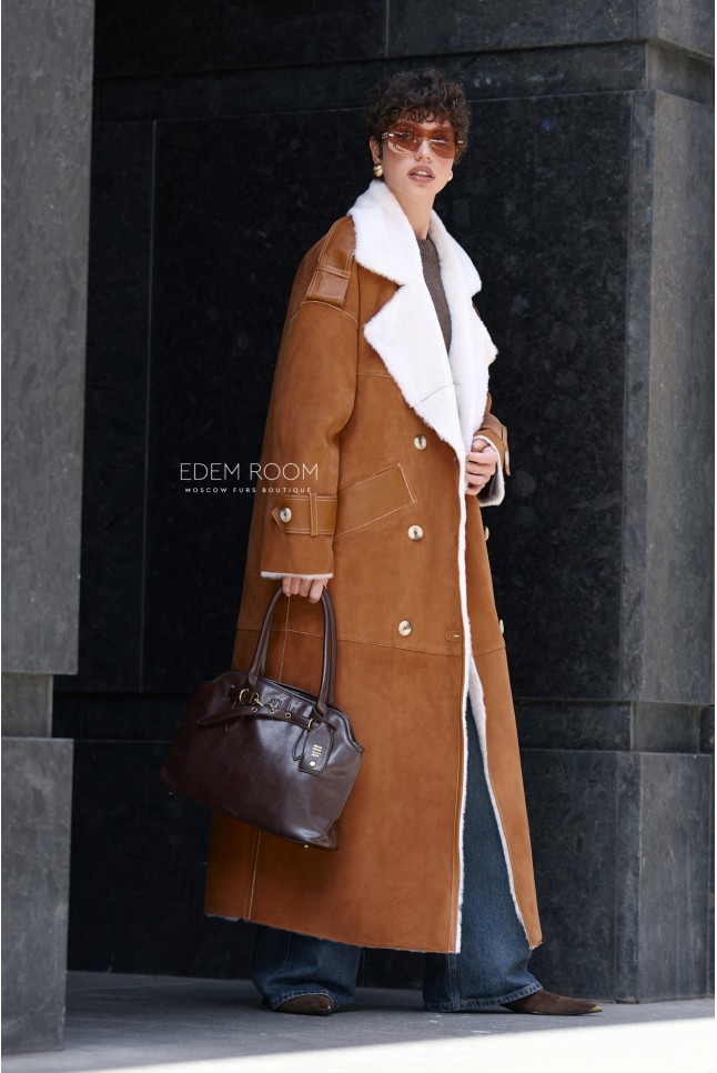 прямая удлинённая дублёнка