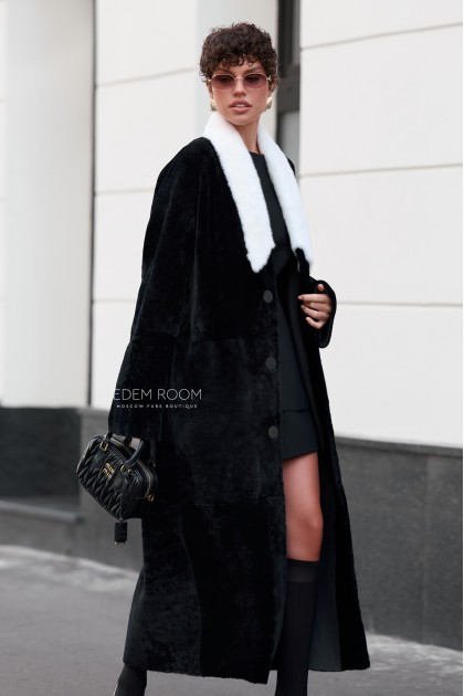 длинная шубка - дублёнка из мериноса