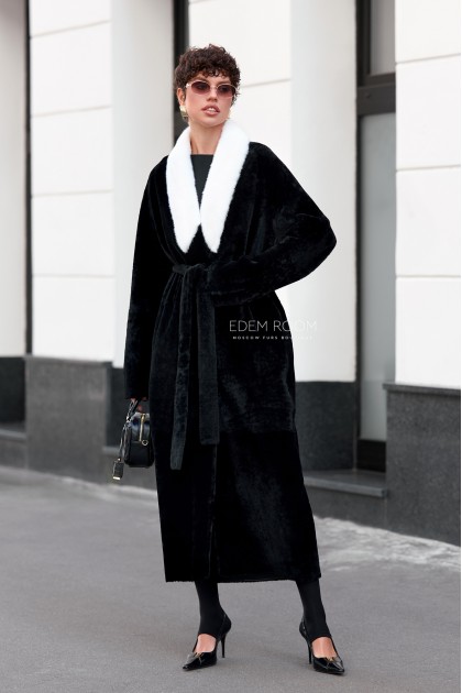 длинная шубка - дублёнка из мериноса