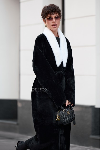 длинная шубка - дублёнка из мериноса