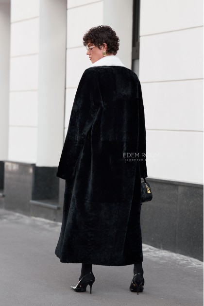 длинная шубка - дублёнка из мериноса