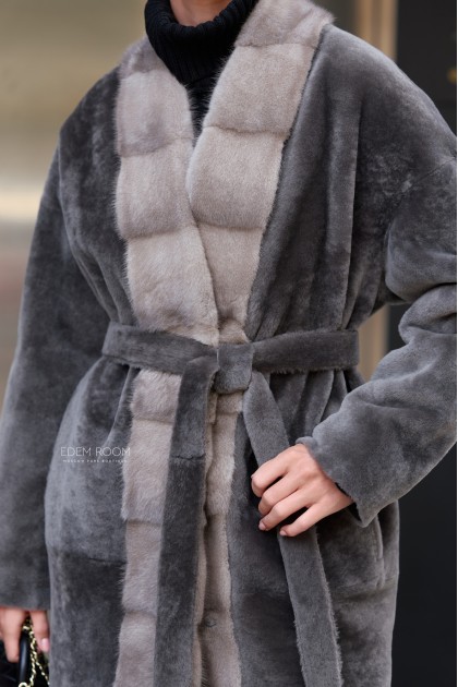 итальянская дублёнка с мехом норки