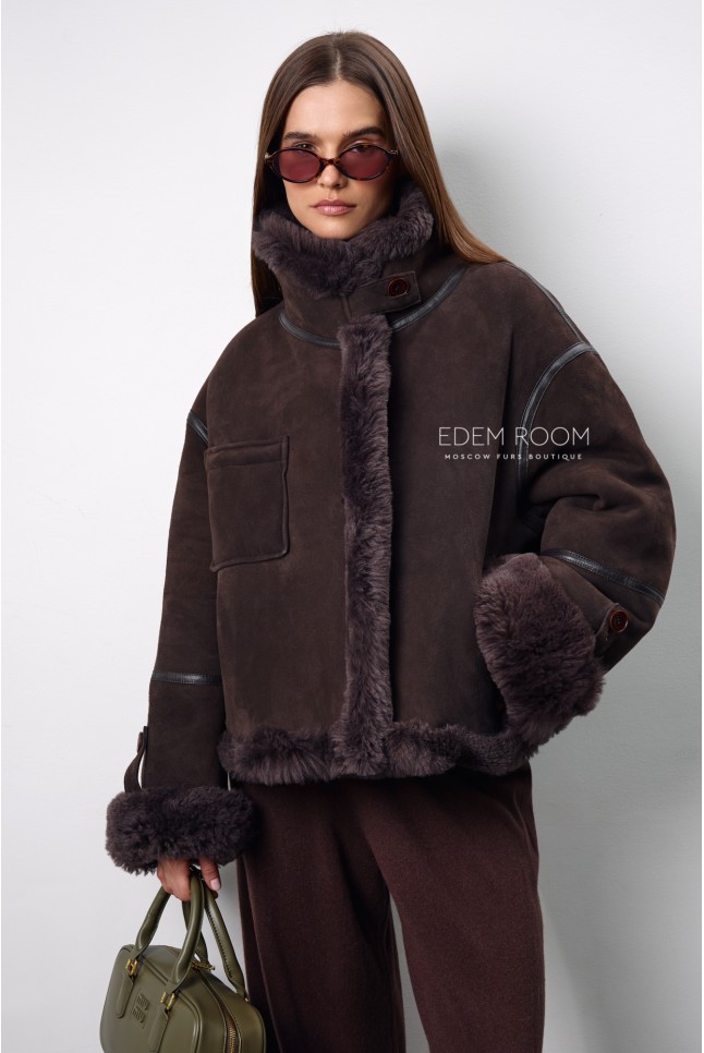короткая дублёнка из натуральной замши