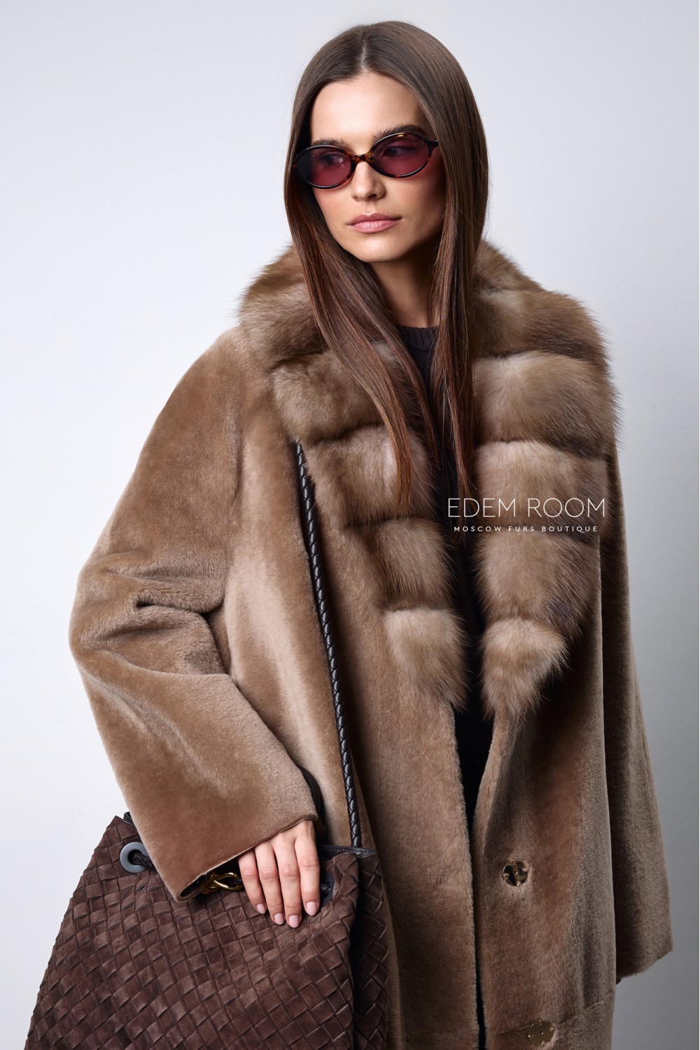 дублёнка - пальто с мехом куницы