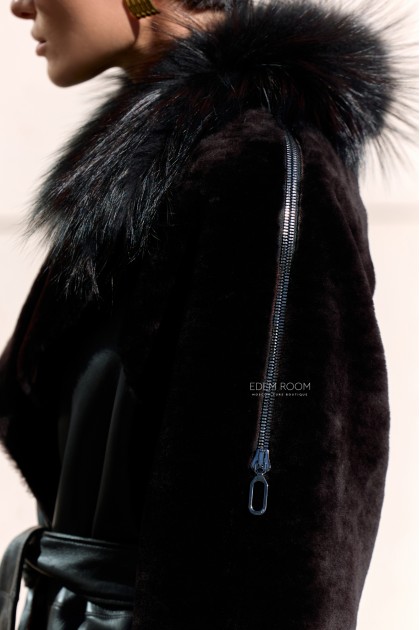 коричневая дублёнка женская