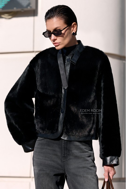 куртка - дублёнка с мехом норки