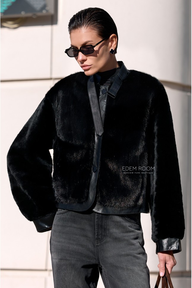 куртка - дублёнка с мехом норки