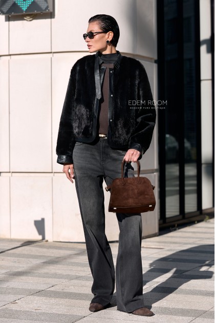 куртка - дублёнка с мехом норки