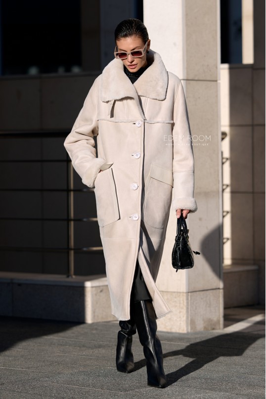 светлая дублёнка для женщин