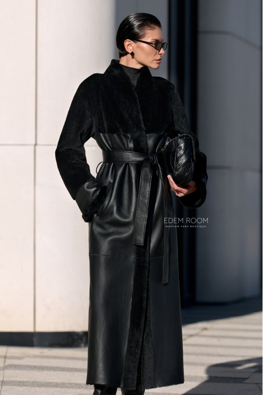 дублёнка на запах с поясом