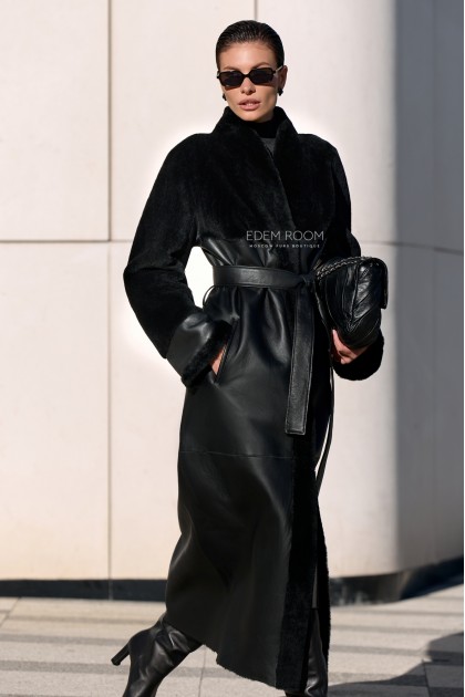 дублёнка на запах с поясом