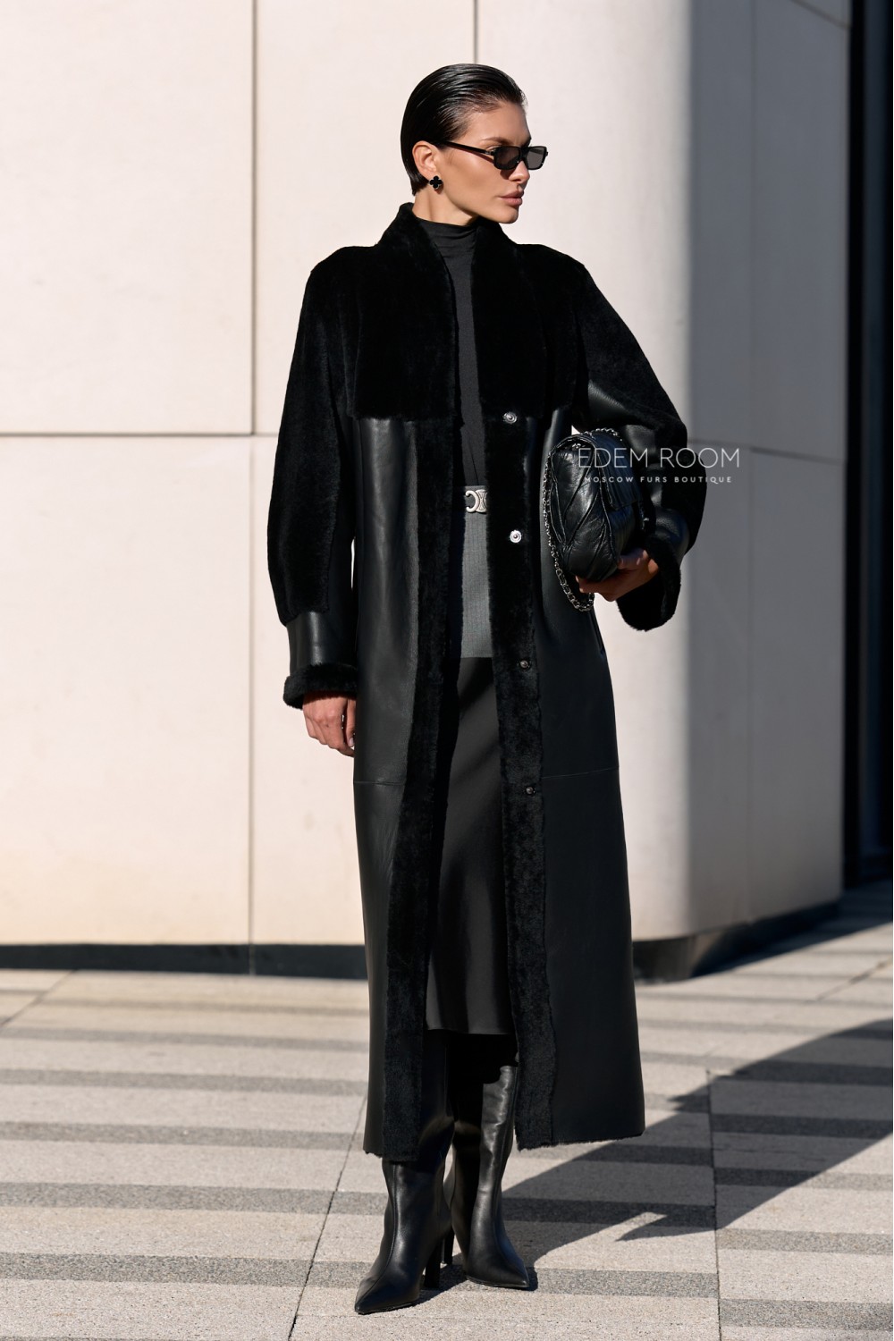 дублёнка на запах с поясом