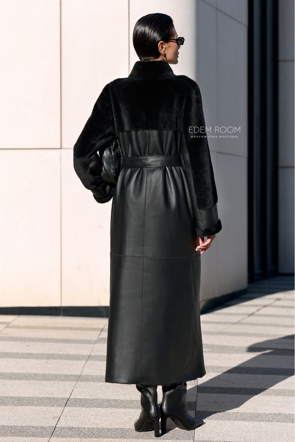 дублёнка на запах с поясом