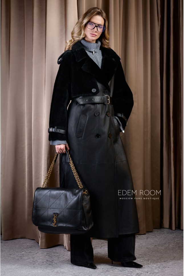 женская удлинённая дублёнка 