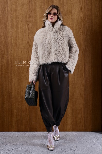 короткая меховая дублёнка из тиградо