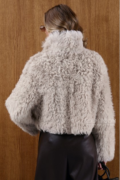 короткая меховая дублёнка из тиградо