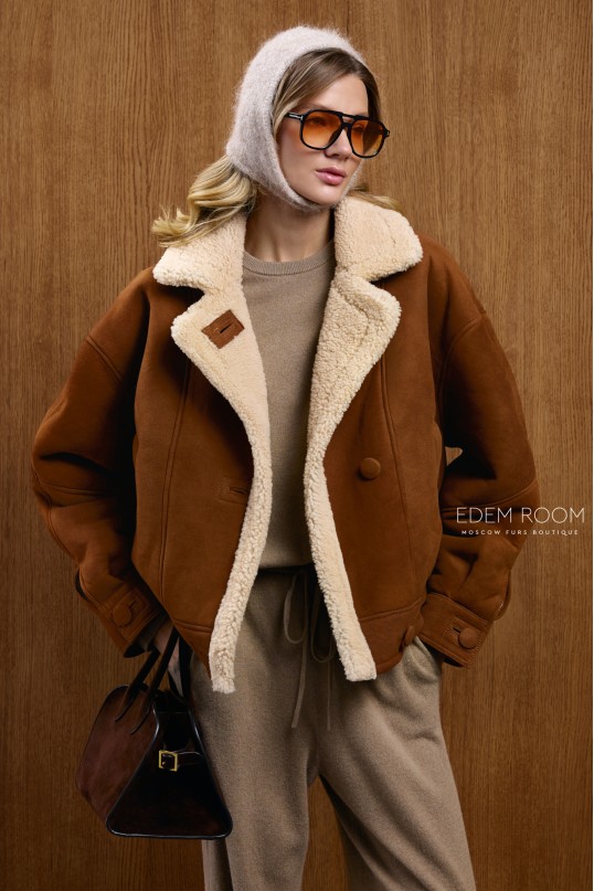 короткая дублёнка женская 