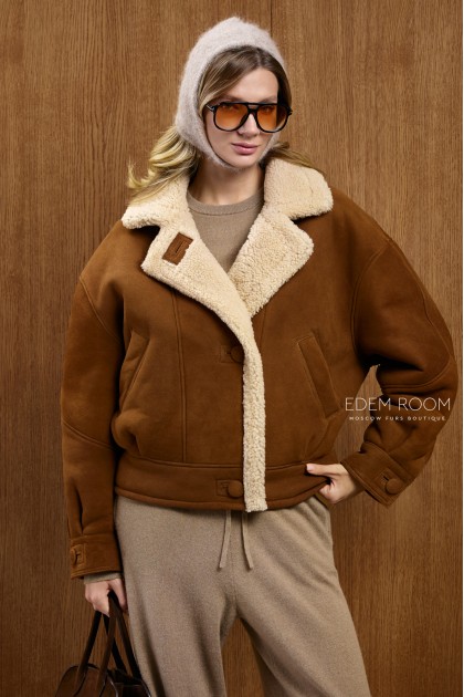 короткая дублёнка женская 