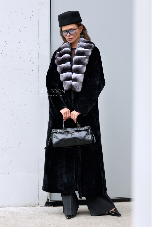 итальянская  дублёнка с мехом шиншиллы