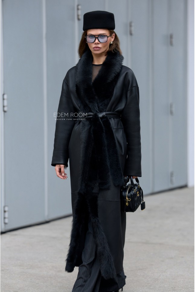 длинная дублёнка из тосканы