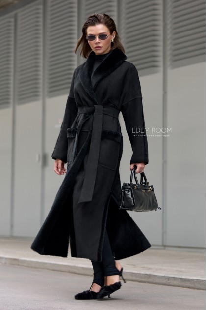 удлиненная дублёнка из испанской замши